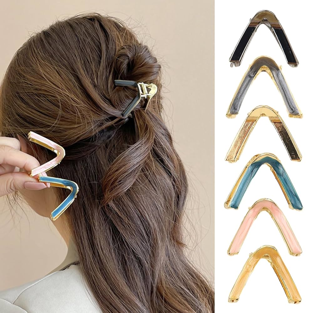 Amazon.co.jp: 6個 V字型バンスクリップ ジオメトリヘアクリップ